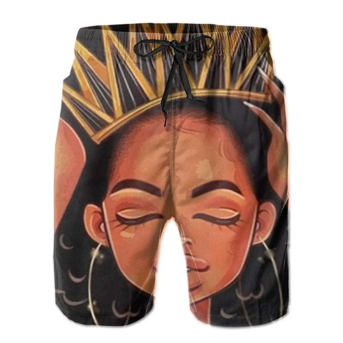

African Girl Men's Shorts Casual Classic Fit Drawstring Summer Beach with Elastic Waist and Pockets M