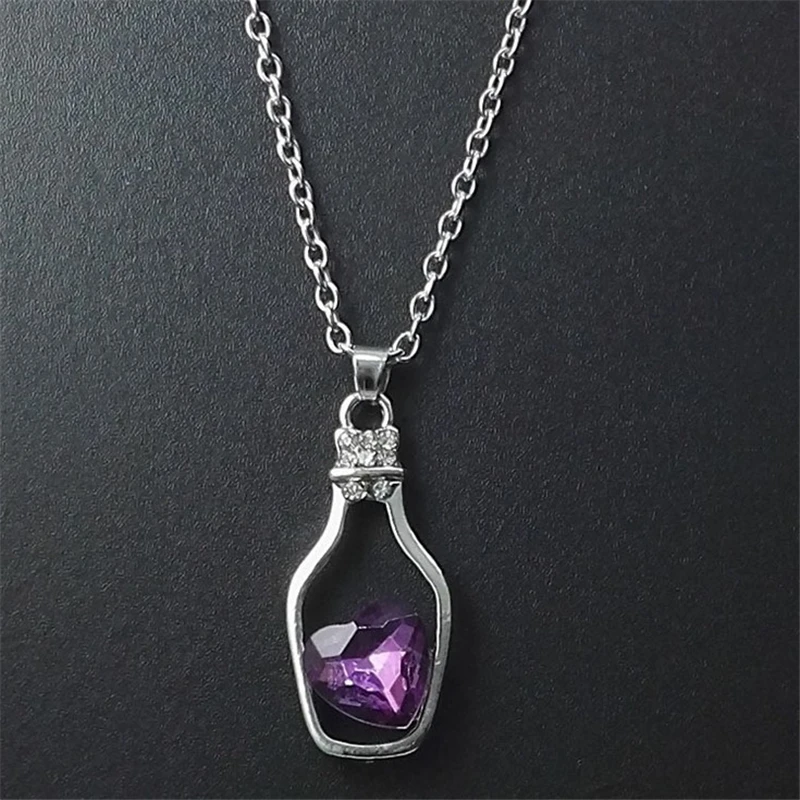 Креативный кулон в виде бутылочки желаний ожерелье для женщин фиолетовое сердце