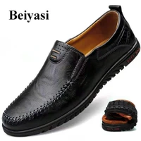 genuine leather men shoes luxury brand loafers men casual slip on formal shoes breathable moccasins for men black driving shoes