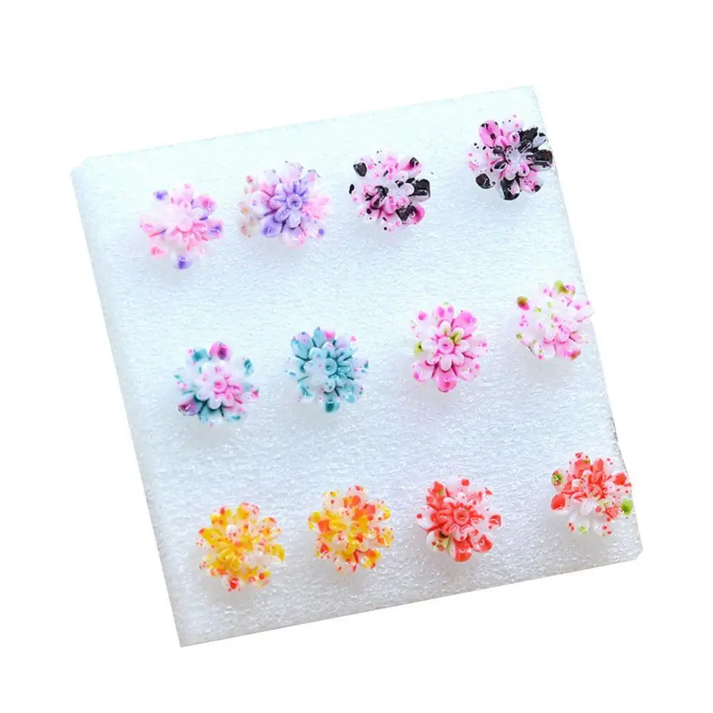 

6Pairs/Set Earrings Mini Portable Cute Various Colors Sweet Resin Marguerite 2021 Ear Ring Jewelry Supplies серьги праздничные