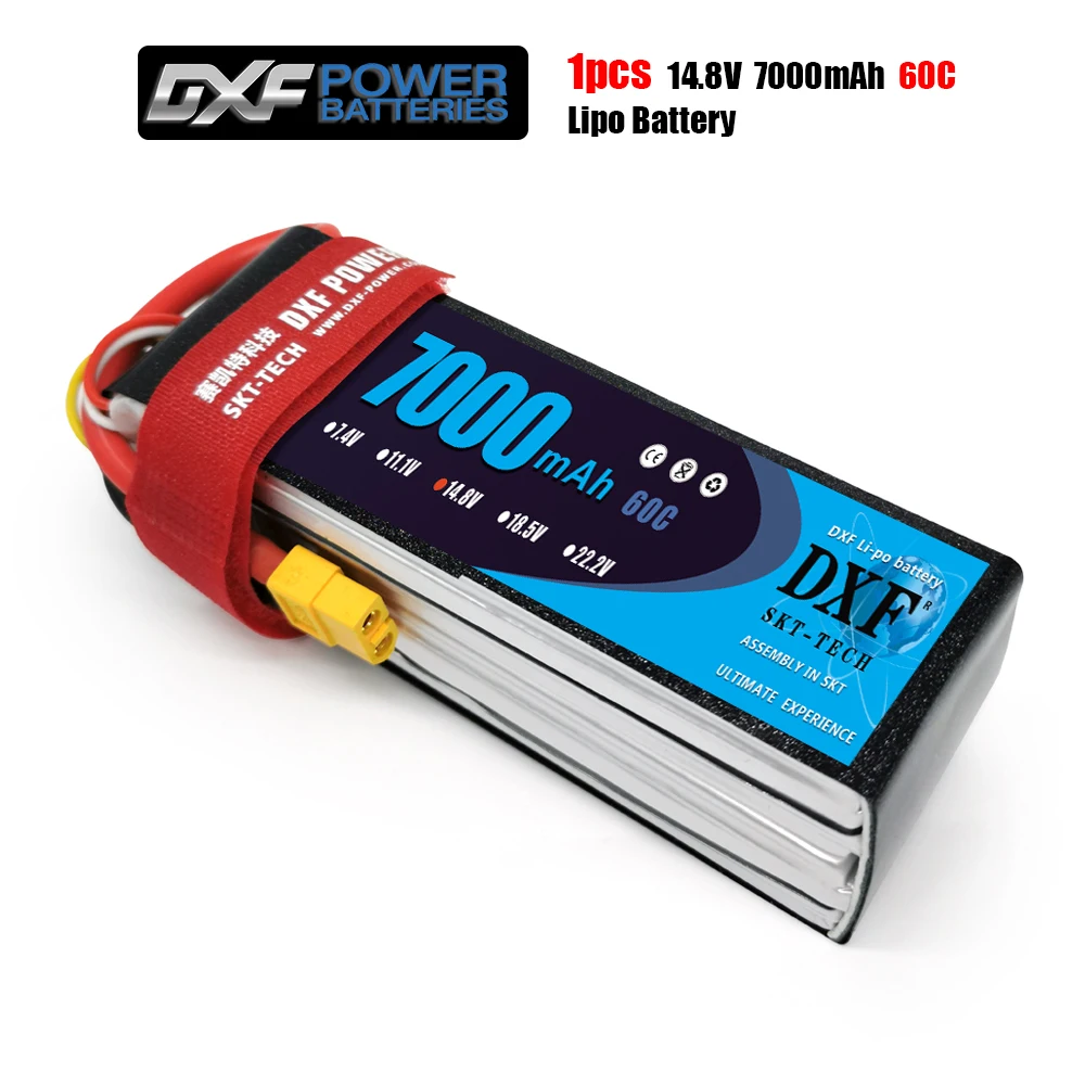 Литий-полимерный аккумулятор DXF хорошего качества 14 8 в 7000 мАч 60C MAX120C 4S RC Car Lipo Bateria