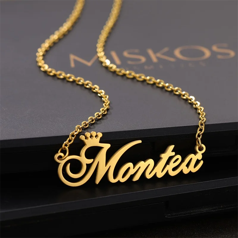 Ожерелье с именем на заказ ожерелье короной ручной работы женская и мужская