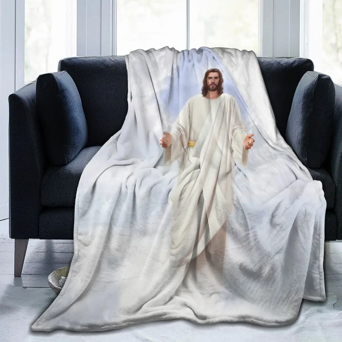 

Classic Jesus 3D blanket, personalized printing, soft and warm coral velvet, light and thin machine washed flannel blanket