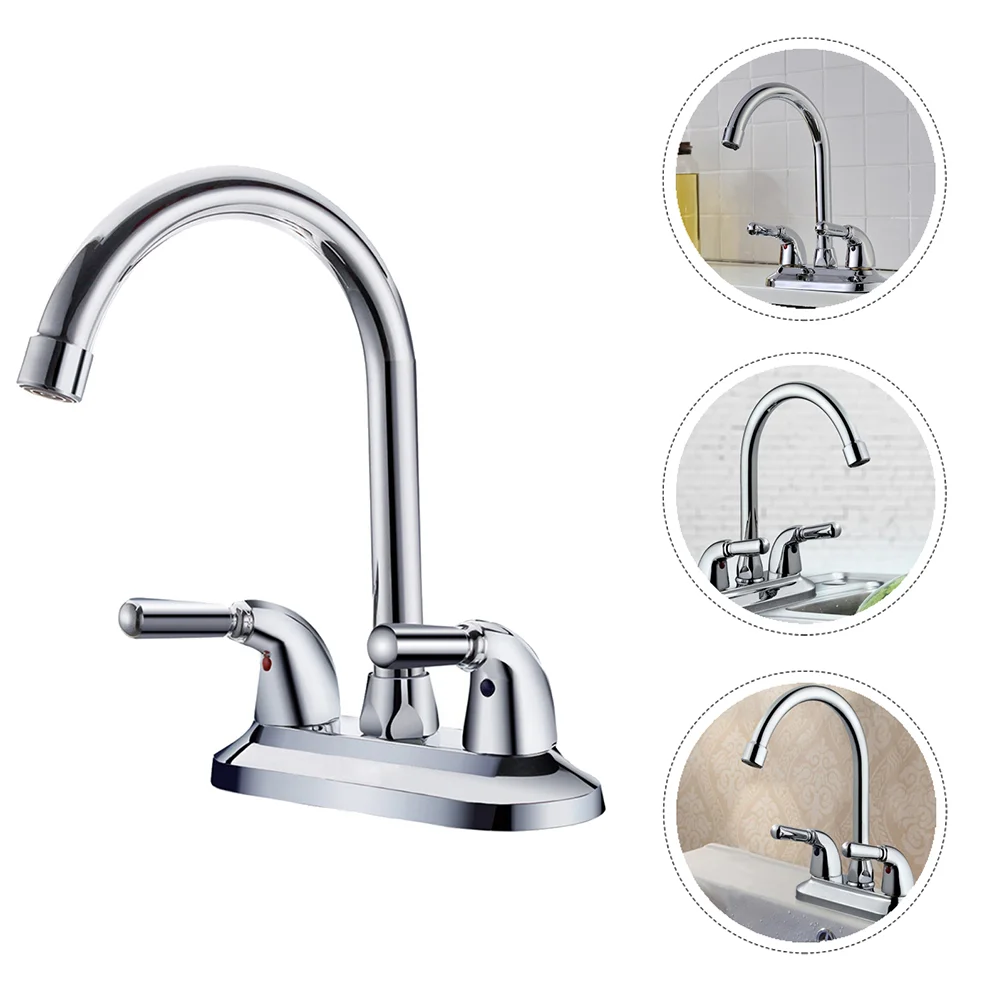 

1pc Bathroom Swivel Spout Dual Switch Cold Hot Water (Steel Color)