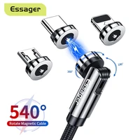essager 540 rotate magnetic micro usb cable for iphone samsung android phone fast charging type c cable magnet charger wire cord