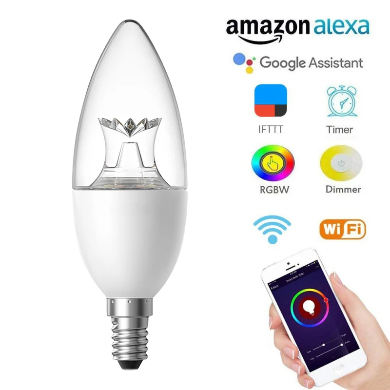 Innovative WiFi Light Bulb Led Lamp E27/E14/B22/E26 Wake-Up Warm Smart Lights Work with Alexa Google Home Christmas Lights