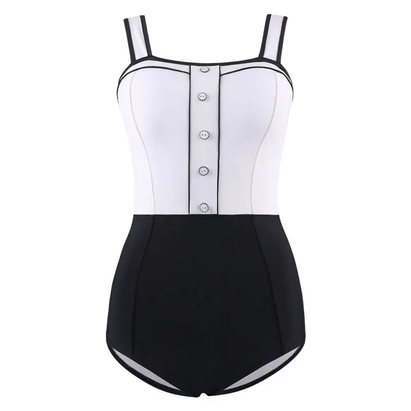 

Women Beach Fashion Swimsuit And Bikini Swimwear 2021 One Piece Ladies Korea Ins Block Push Up Geometric Cotton Sierra Surfer