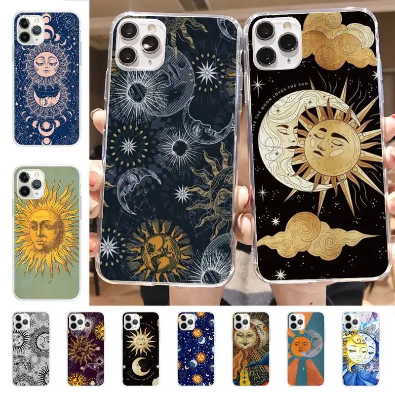

Yinuoda Funny Sun Moon Face Phone Case for iPhone 11 12 13 mini pro XS MAX 8 7 6 6S Plus X 5S SE 2020 XR case