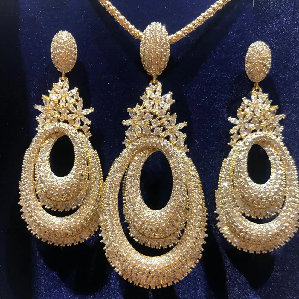 GODKI Роскошные Твист Цветок в нигерийском стиле Цепочки и ожерелья серьги