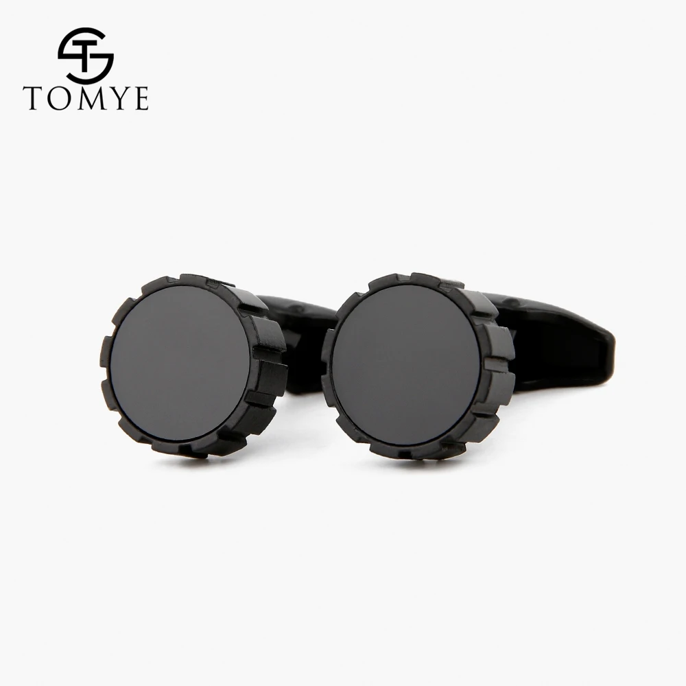 XK19S093 TOMYE матовый черный круглый пользовательские мужские уникальные новые Саудовской Аравии запонки для рубашки XK19S126 - Окраска металла: XK19S093