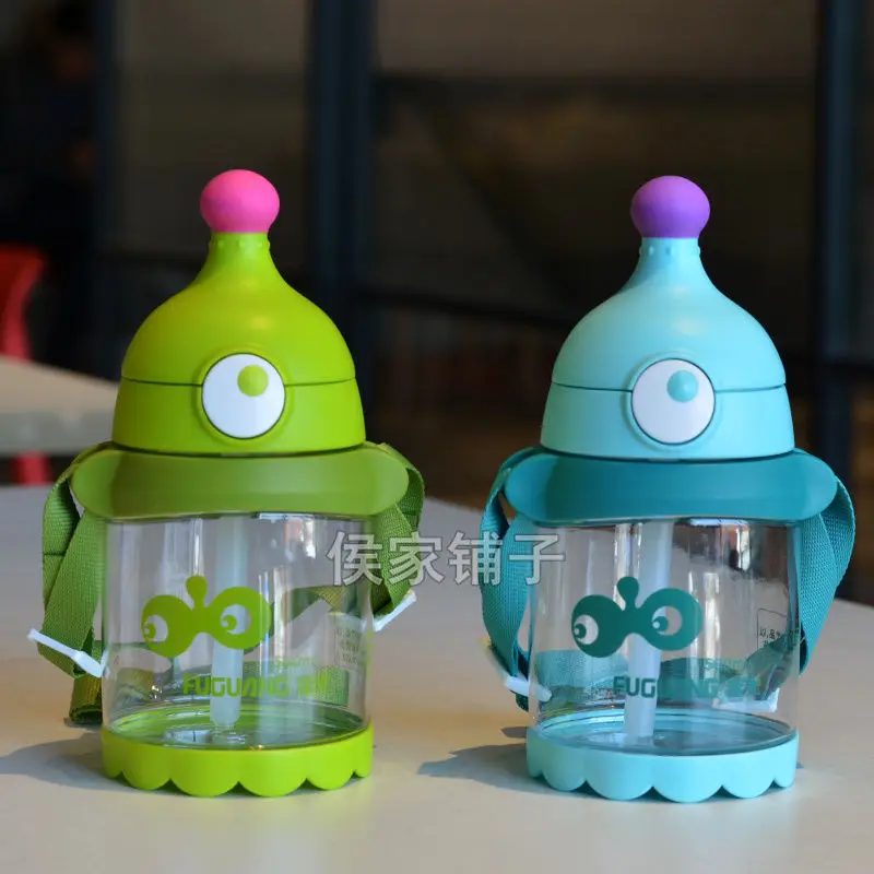 

Children's water cup with straw female anti falling plastic kettle baby straw cup primary school children's kindergarten male
