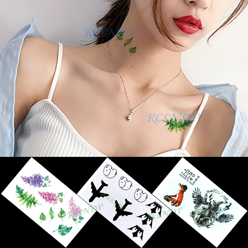 Водостойкая Временная тату-наклейка красное сердце кролик слово роза комбинации