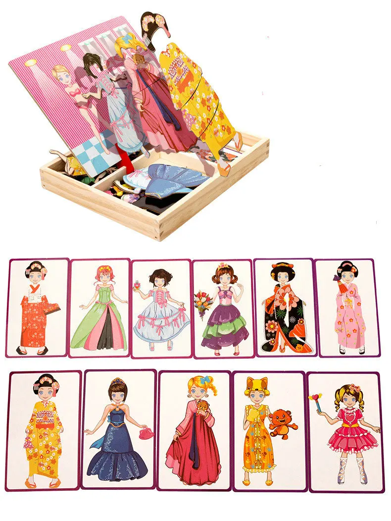 Бесплатная доставка детская деревянная головоломка одежда пазлы для девочек