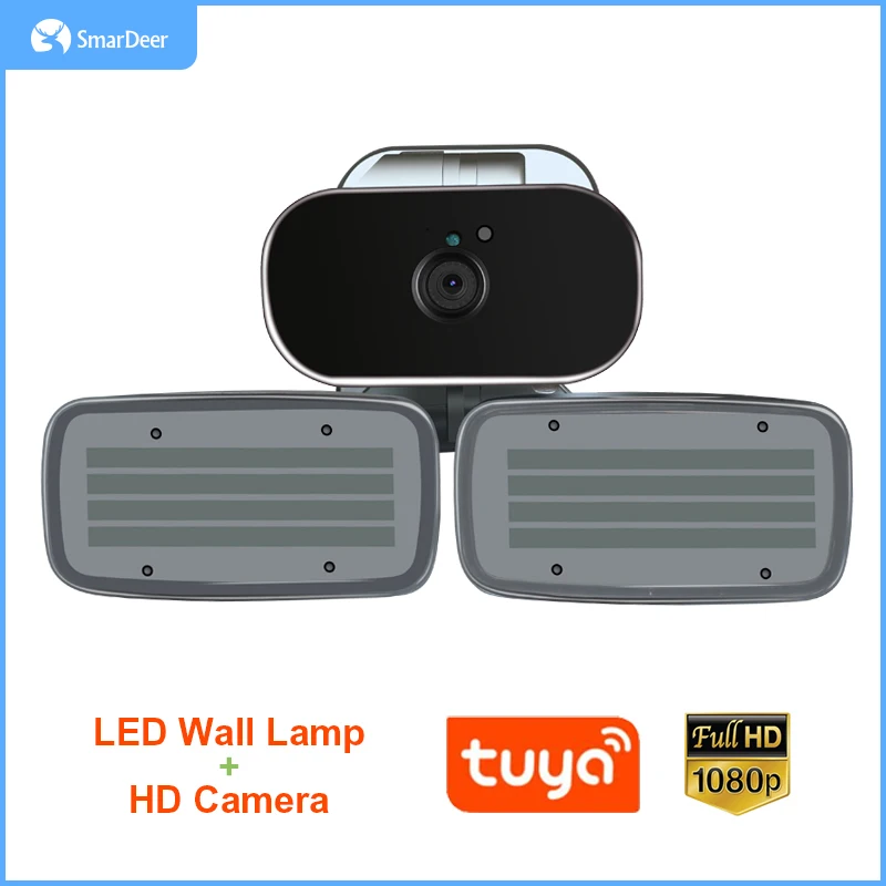 SmarDeer CCTV Surveillance cameras with WiFi Camera for Tuya Smart HD 1080P Waterproof LED Garden Light Video surveillance