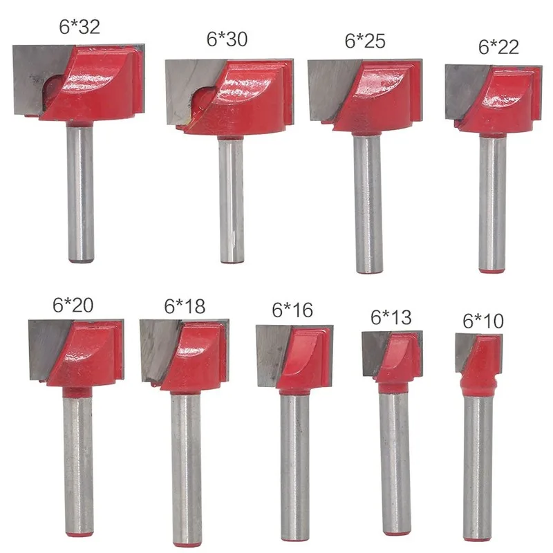 

9Pc 10/13/16/18/20/22/25/30/32mm Surface Planing Wood Milling Router Bits Bottom Cleaning Wood Cutting Router Bit