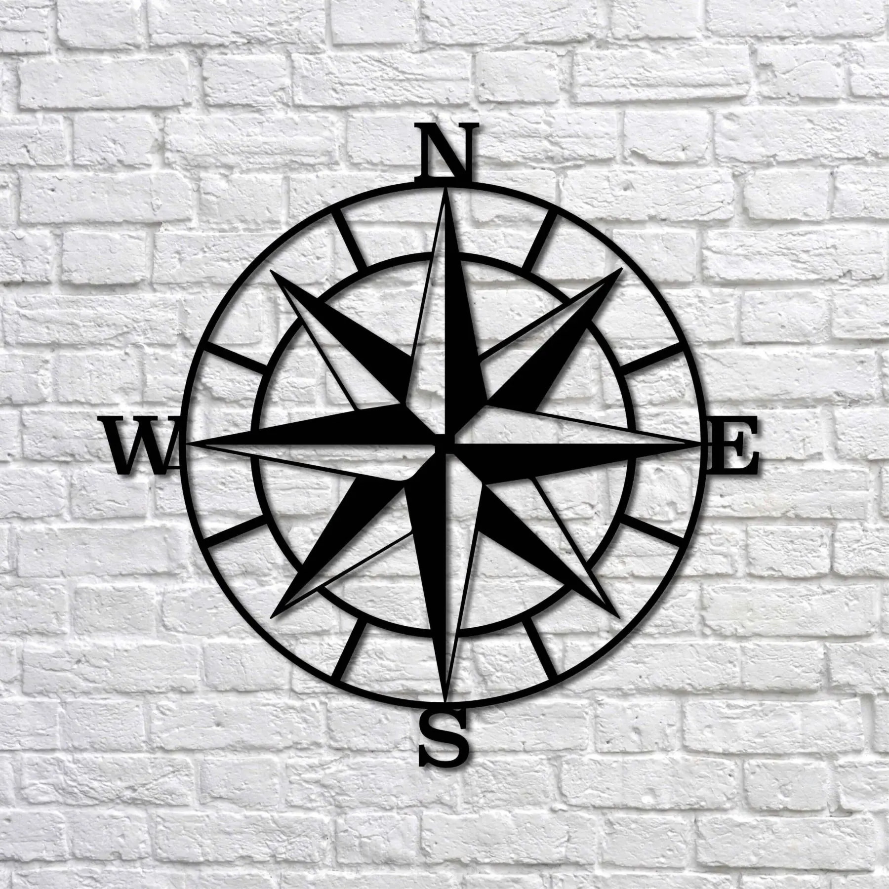 

Metal Wall Art - Compass - Interior Decoration - Wall Hanging - Home Decor - Wall Sign-88x90 cm