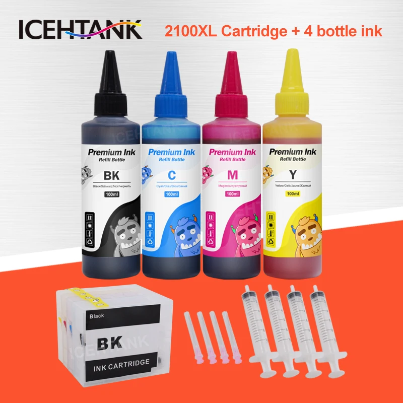 

ICEHTANK 4 Color Ink Refill Kit+ PGI2100 XL Compatible Ink Cartridge For Canon PGI-2100 MAXIFY MB5110 MB5310 MB5410 Printer