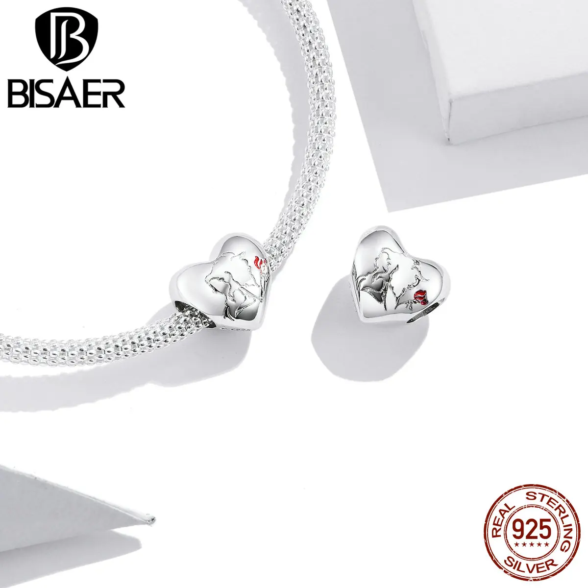 Подвеска-сердце природы BISAER серебряные подвески в форме сердца для матери