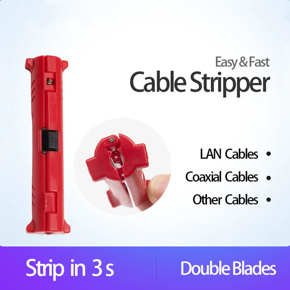1PC Cable Stripper For Network Ethernet Coaxial USB Insulation Jacket Electrical Wires Stripping Tool Plier Blades On Both Ends |