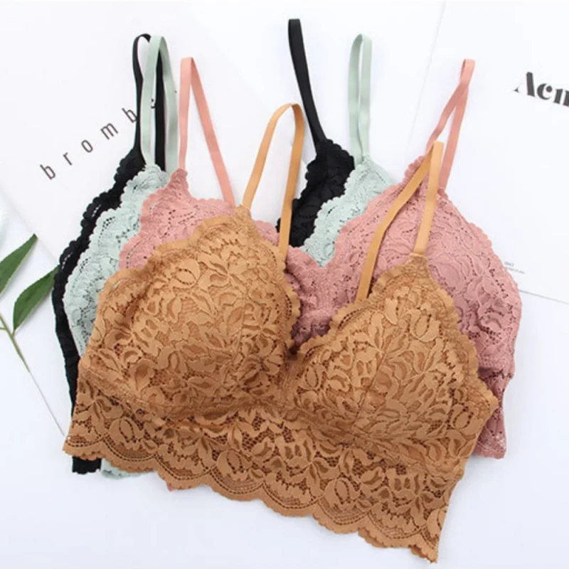 

Women Sexy Lace Bra Push Up Bra Padded Bralette Underwear Lingerie Summer Crop Top Embroidery Floral Tank Tops
