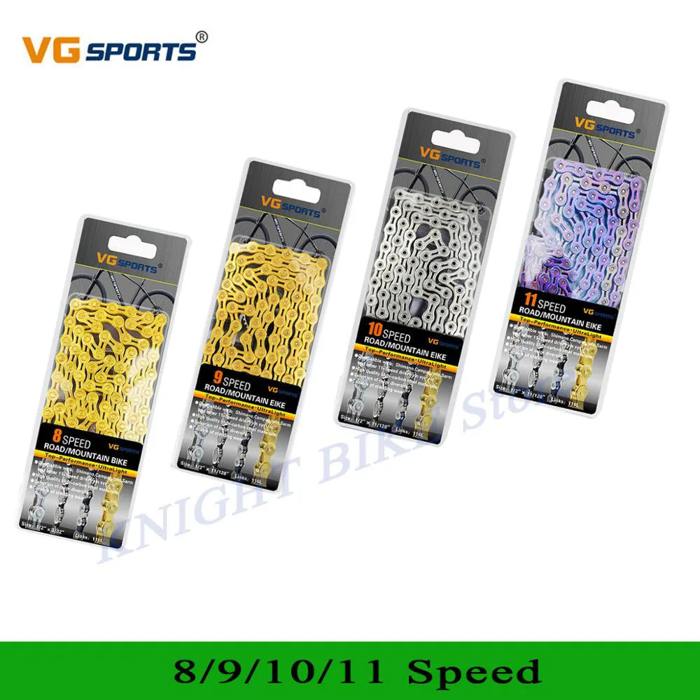 VG Sports 8 9 10 11 цепь для скоростного велосипеда серебряная полукруглая горный
