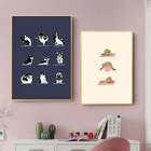 Милые животные Йога действия стены искусства холст живопись собака кошка красивый постер современный декоративные картины для дома гостиная детская комната