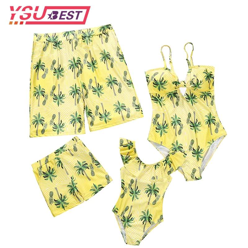 

Купальники для мамы и дочки, коллекция 2021 года, семейные одинаковые наряды, бикини для мамы и дочки, одежда для Отца и Сына, плавательные шорт...