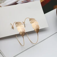 2021 hoop earrings leaf earring copper leaves jewelry studs drop ear new style trendy fashion brass clip circle item for women