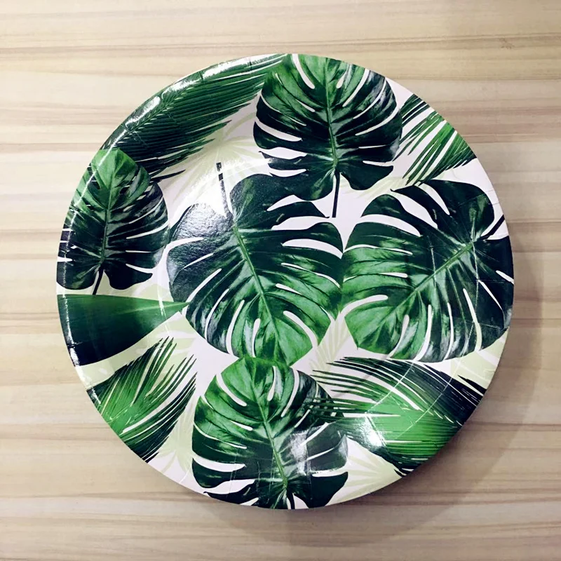 25 шт./компл. зеленые Гавайские Пальмовые Листья одноразовые наборы столовой