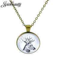 joinbeauty deer butterfly wing pattern pendants animal necklaces glass cabochon antique necklaces fashion jewelry best gift t140