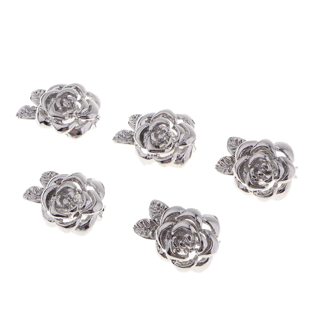 

5Pcs Rose Flower Magnetic Clasps Stainless Steel Hooks End Buckle Jewelry