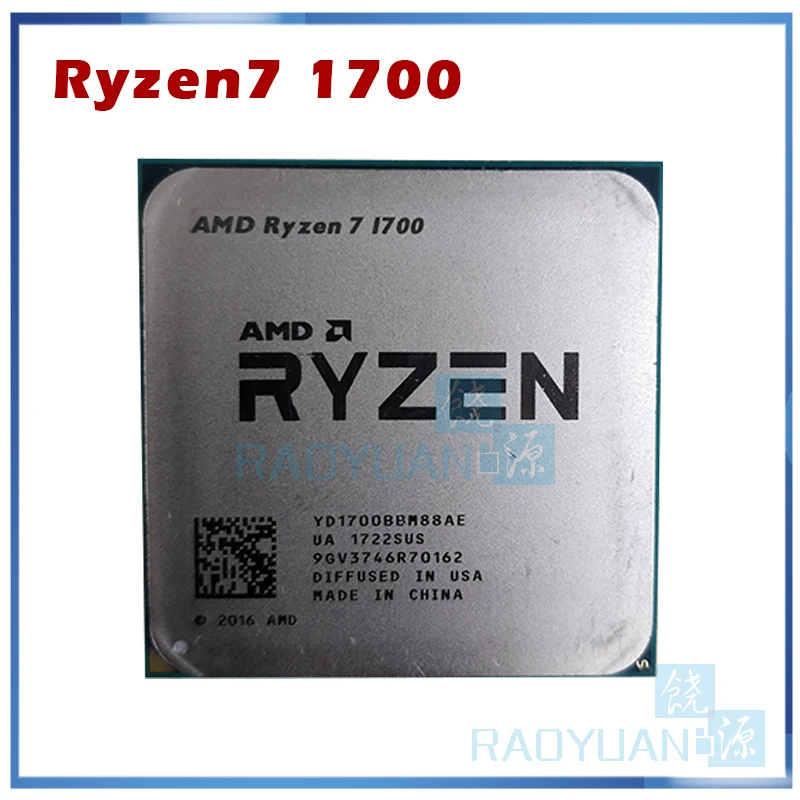 Procesador de CPU AMD Ryzen 7 1700 R7 1700 3,0 GHz, ocho núcleos, dieciséis hilos, C3 = 16M, 65W, enchufe YD1700BBM88AE AM4