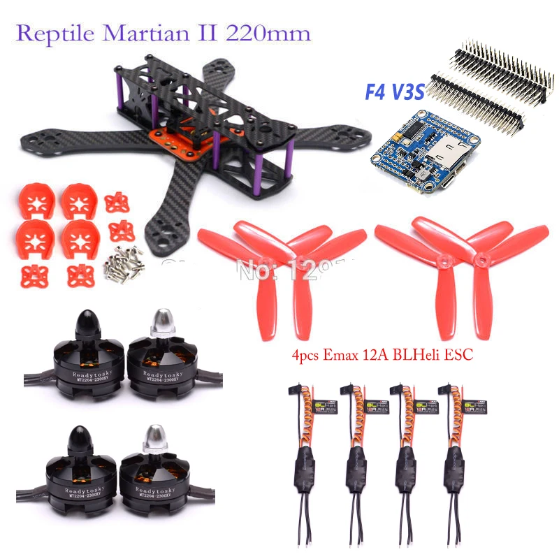 Марсианская рептилия II 220 мм Вт/4 рама из углеродного волокна F3 Acro плата BLHeli 12A MT2204