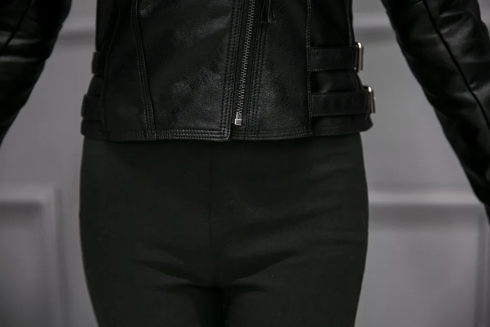 Куртка женская Байкерская из искусственной мягкой кожи, на молнии, черная, Зимняя от AliExpress RU&CIS NEW