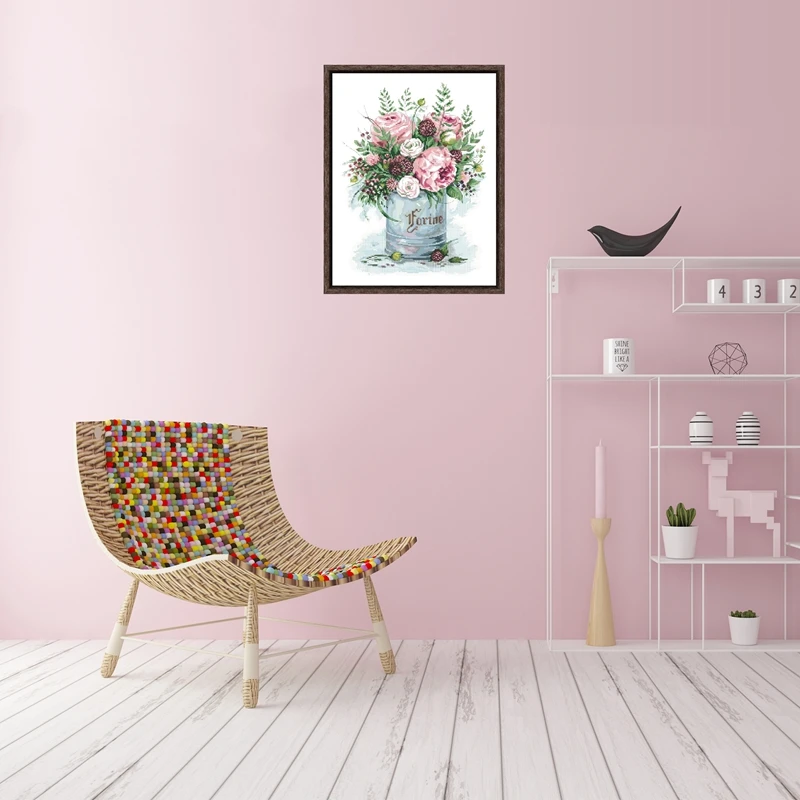 Продажа Наборы для вышивки крестиком в виде розовых роз, дизайн с цветочным узором, 18 карат, 14 карат, 11 карат, вышивка на холсте без рисунка, рукоделие...