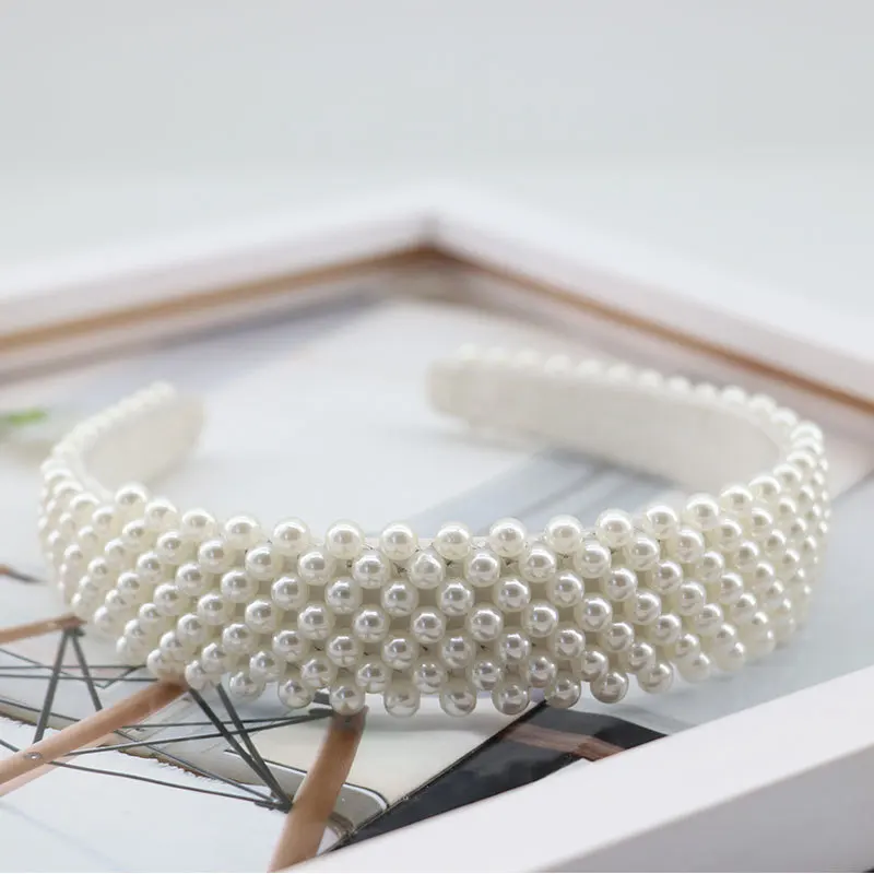 Ободок для волос Женский элегантный обруч с крупными искусственными жемчужинами