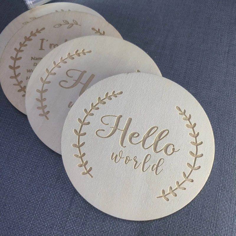 Tarjetas conmemorativas de nacimiento de madera para reci&eacute;n nacido, 2 uds., A2UB-3