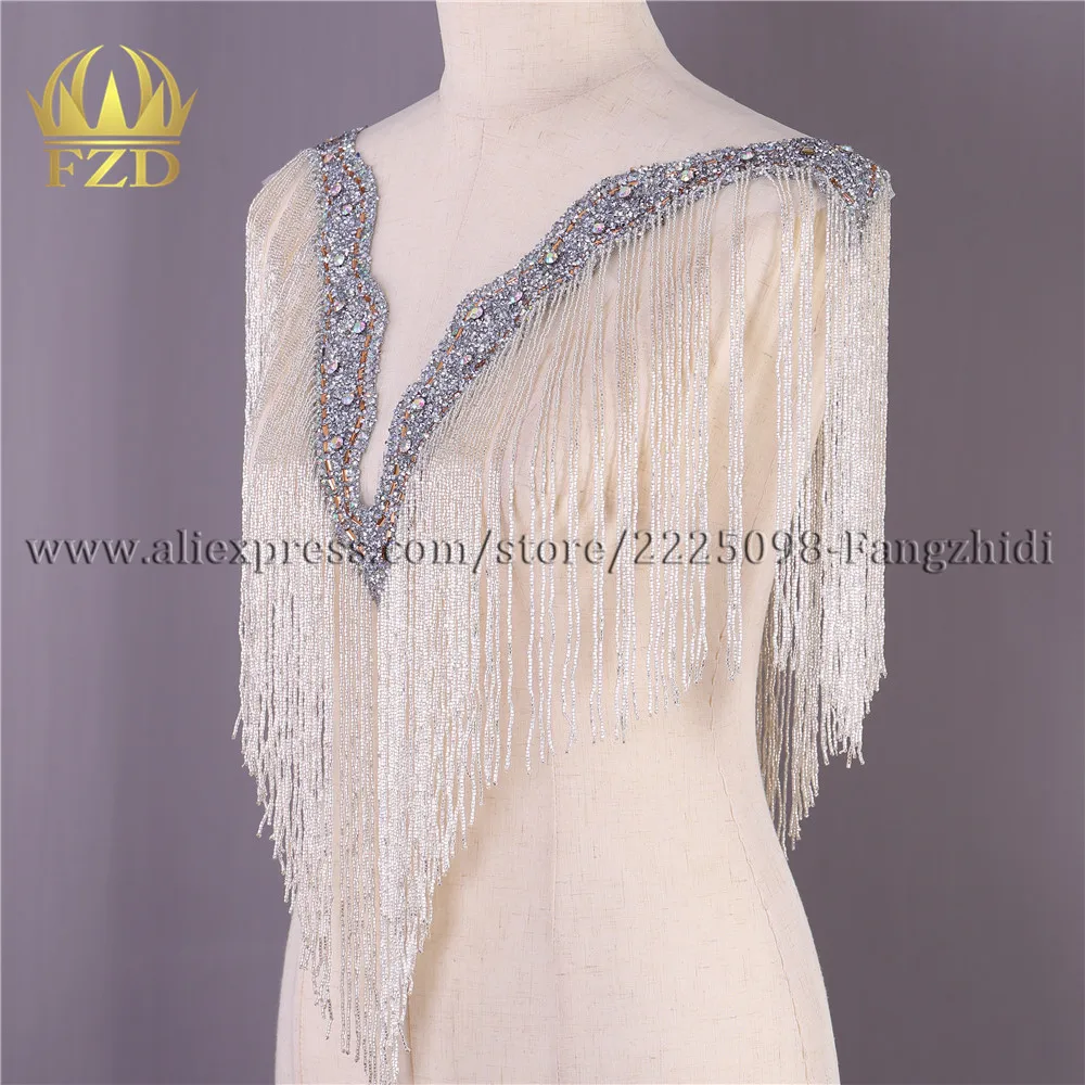 FZD 1 комплект Пришивные Висячие золотые стразы кисточка аппликация модные