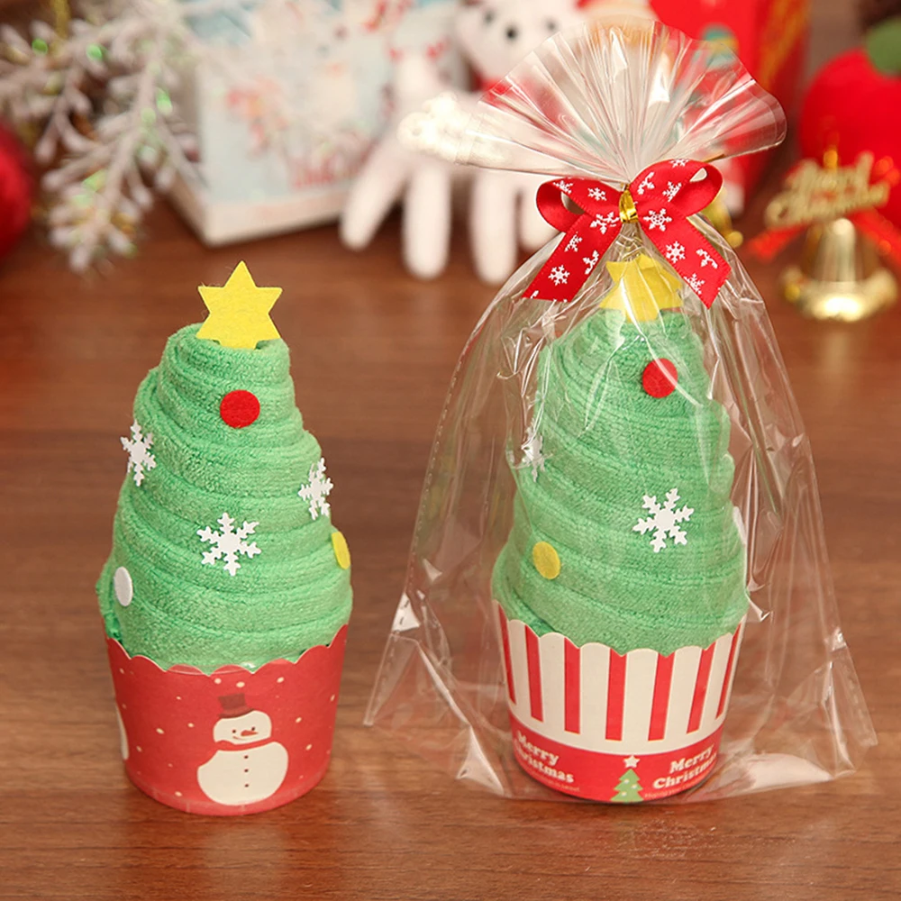 30x30 см Рождественский подарок кекс Хлопковое полотенце Новогоднее украшение