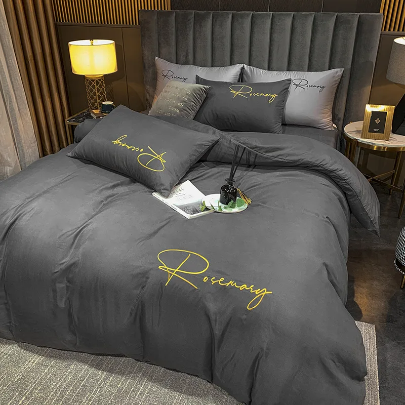 Постельное белье с вышивкой в скандинавском стиле простые однотонные