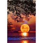 5D DIY алмазная живопись задний фон луна ночь озеро дерево Ландшафтная мозаика с бриллиантами дрель квадратная картина из круглых стразов вышивка Z467