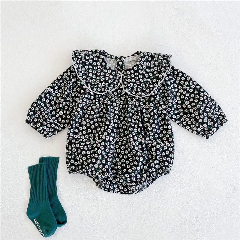 

Spring Autumn Infant Baby Girl Romper Floral Cotton Long Sleeve Infant Playsuit Jumpsuit Newborn Baby Clothing