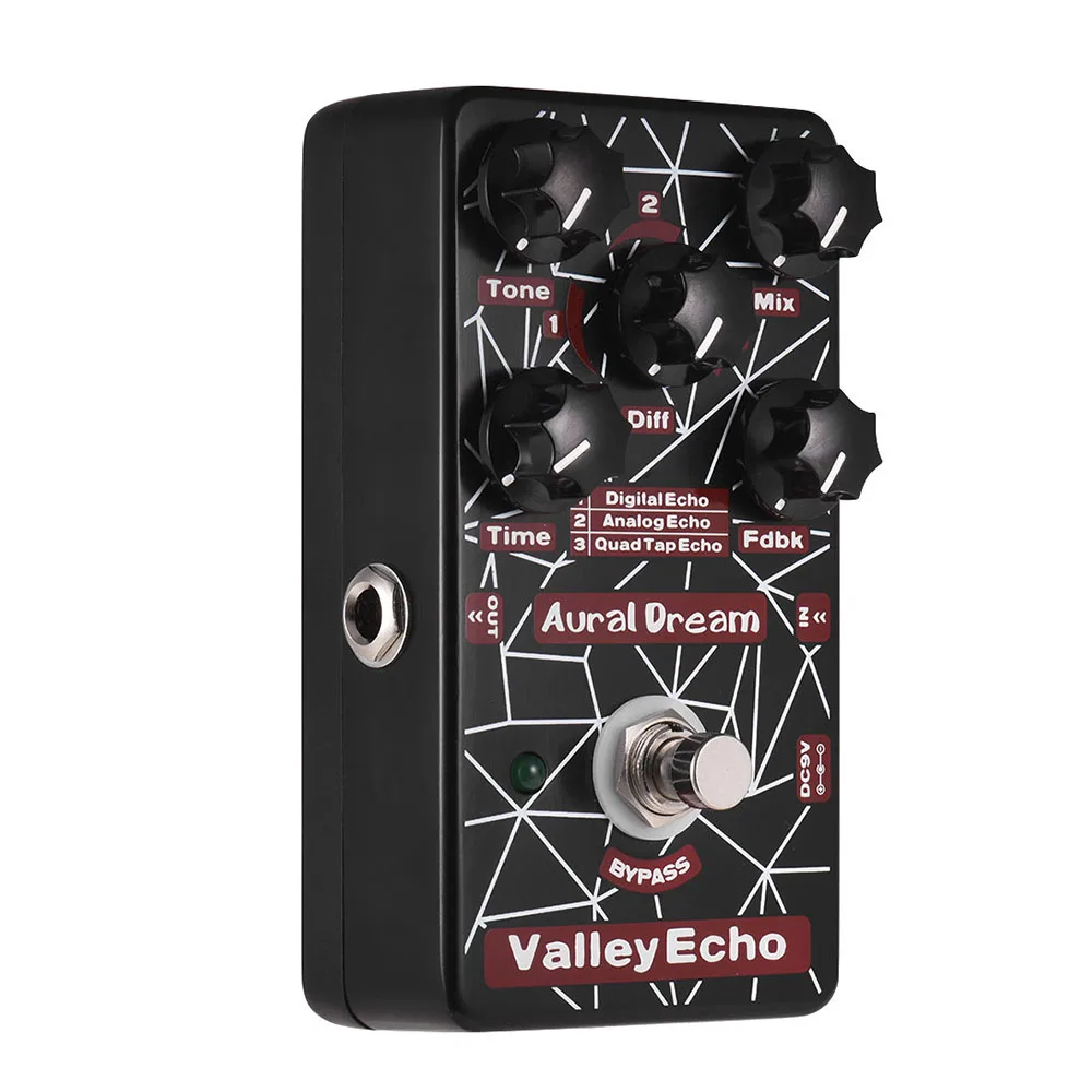 

Педаль для гитары Valley Echo, педаль с эффектами для гитары, 3 режима эхо, корпус из алюминиевого сплава, истинное отключение, аксессуары для гита...