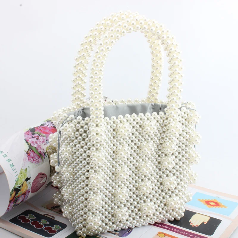 Женская сумка с розовым жемчугом Сумка бусинами сумка-мешок женские вечерние