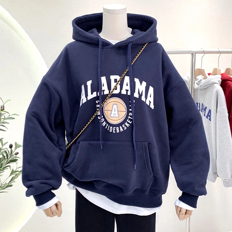 

Новинка, женские зимние топы, свитшот с американским винтажным принтом букв, толстовки, Повседневная Уличная одежда большого размера, одежд...