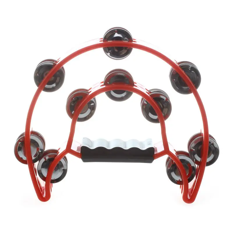 

Hand Held Tambourine Double Row Metal Jingles Percussion Red
