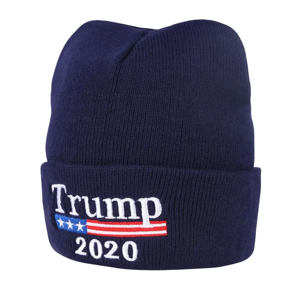 США Трамп 2020 вязаная шапка с вышивкой американская шапочка флагом темно синие