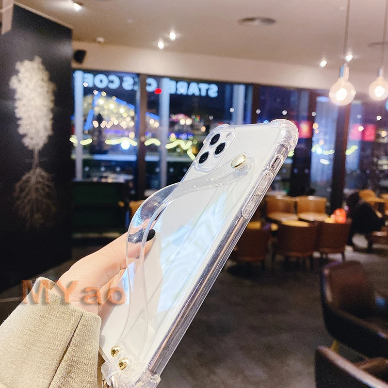 Противоударный прозрачный чехол с ремешком на запястье для телефона Google Pixel 2 3A 3 4A