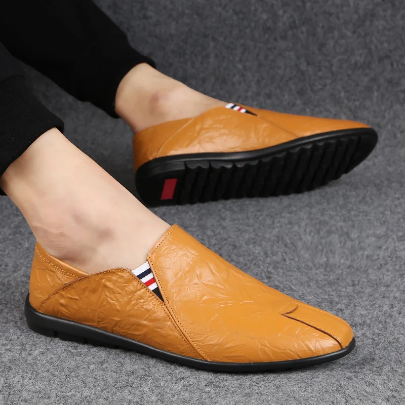 

2021 New Fashion Men's Shoes Casual Genuine Leather Loafers Male Size 36-46 Slip On Shoe Man Flat Driving Shoes For Men Hot Sale