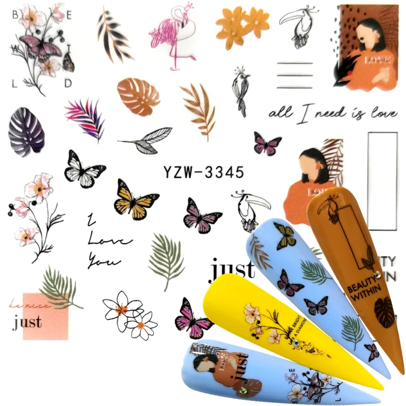 

2023 New Arrival Nail Sticker Leaves Flower Water Transfer Decal Lace Dream Catcher Design Nail Art Slider Polish Decoration